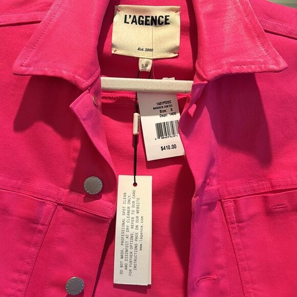 NWT L’agence hot pink coated denim jacket - Picture 2 of 3